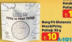 BANG FİT GLUTENSİZ MISIR & PİRİNÇ PATLAĞI 32 G fiyat ve kampanya bilgisi
